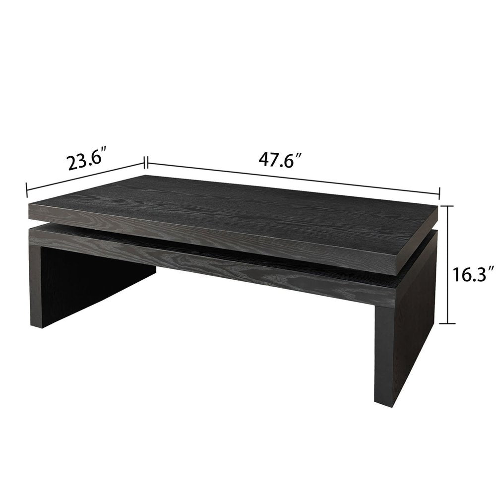 48" Black Wood Floating Frame Coffee Table