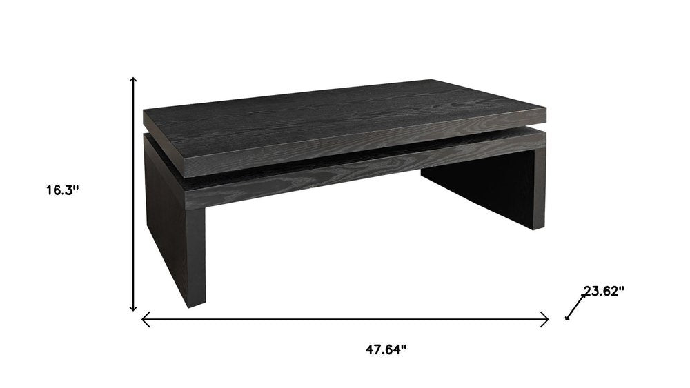 48" Black Wood Floating Frame Coffee Table