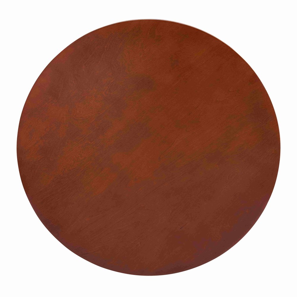 30" Walnut Wood Round Coffee Table With Shelf