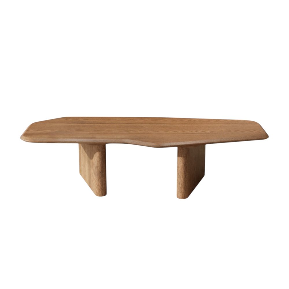 47" Natural Wood Free Form Double Pedestal Coffee Table