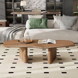 47" Natural Wood Free Form Double Pedestal Coffee Table