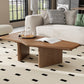 47" Natural Wood Free Form Double Pedestal Coffee Table