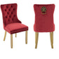 Set of Two Red and Gold Tufted Velvet And Solid Wood Dining Side Chairs