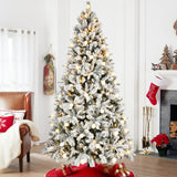 7.5' White Pre Lit Full Flocked Fir Christmas Tree