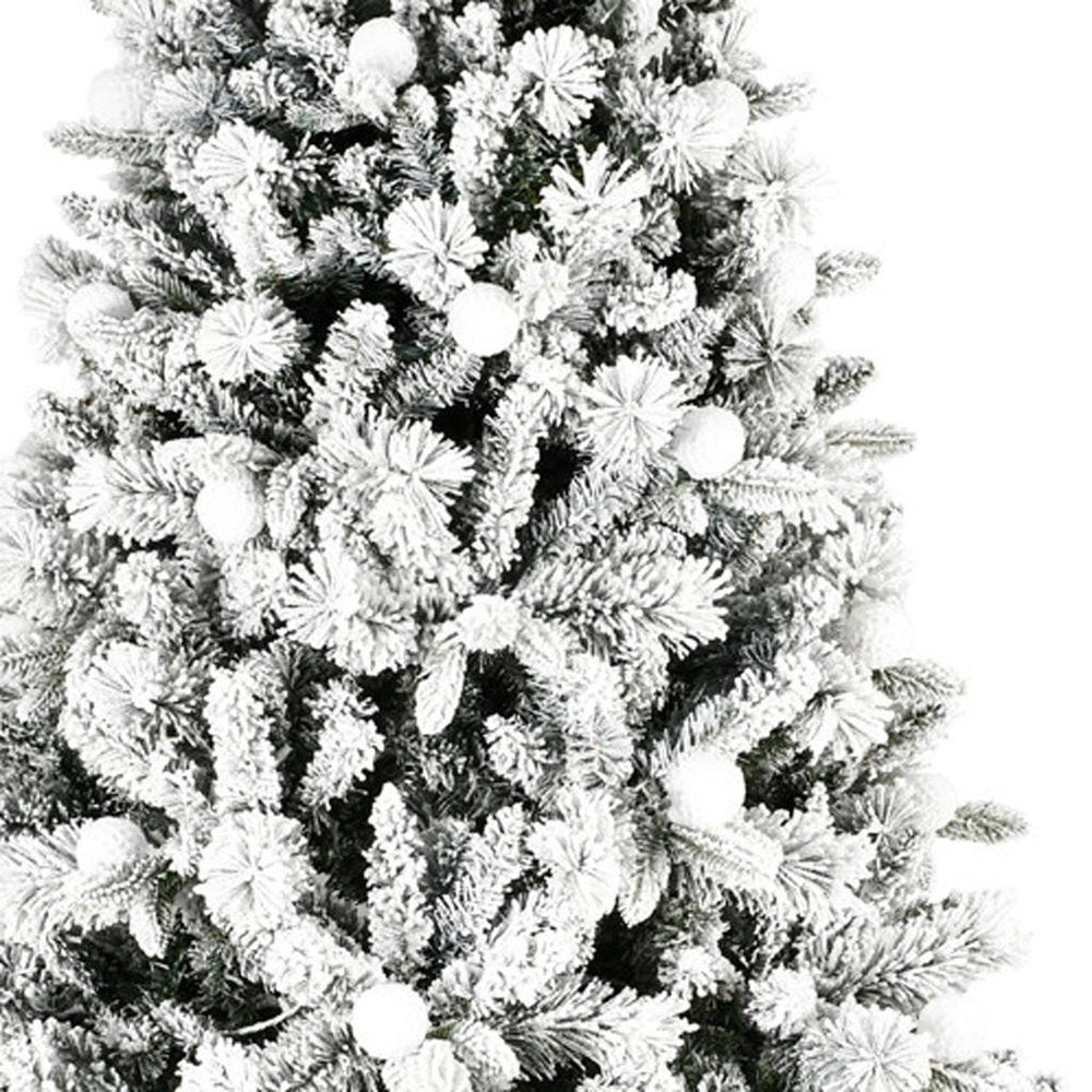 7.5' White Pre Lit Full Flocked Fir Christmas Tree