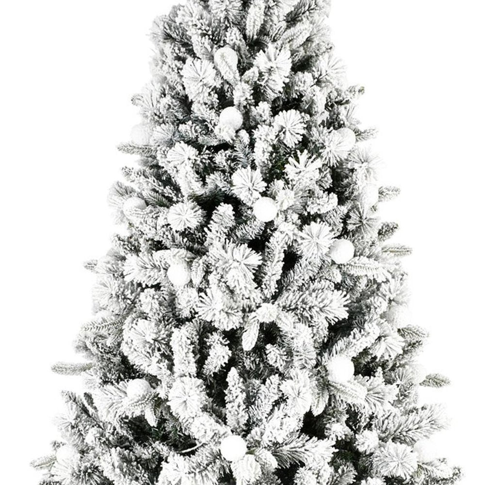 7.5' White Pre Lit Full Flocked Fir Christmas Tree