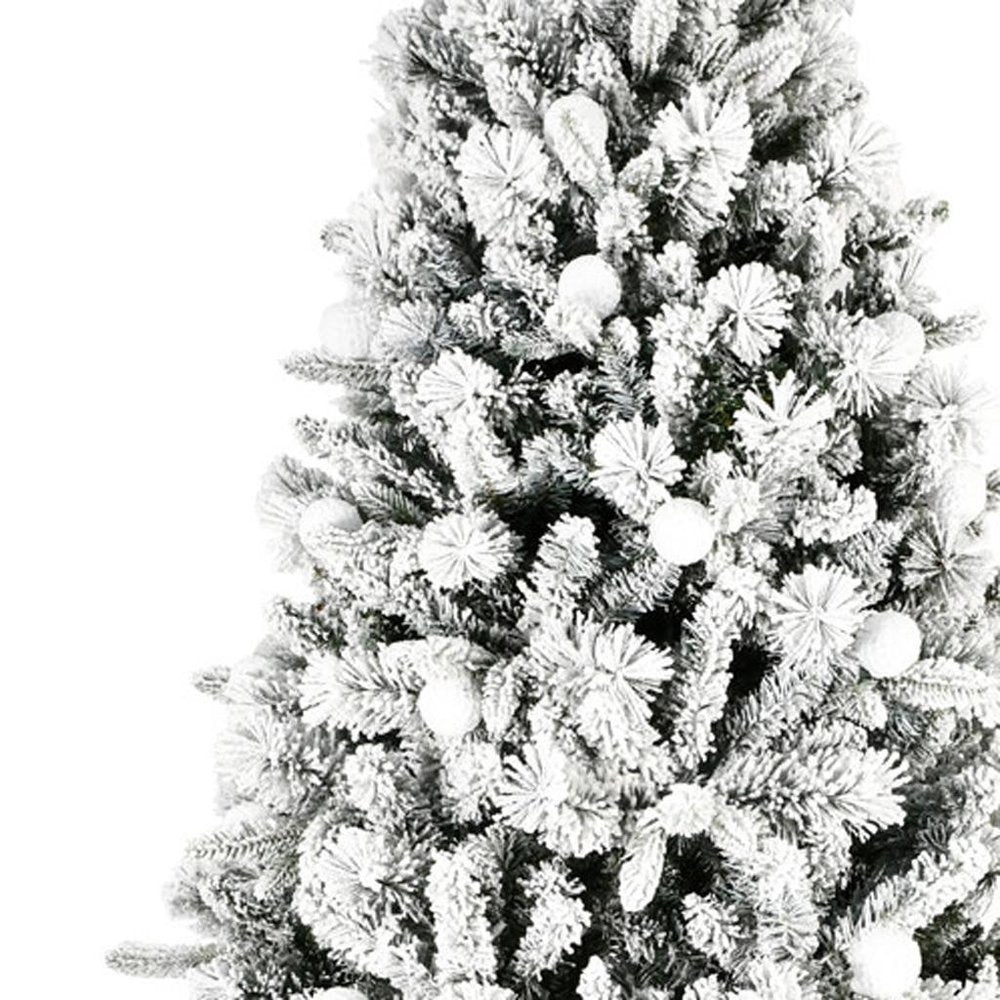 7.5' White Pre Lit Full Flocked Fir Christmas Tree
