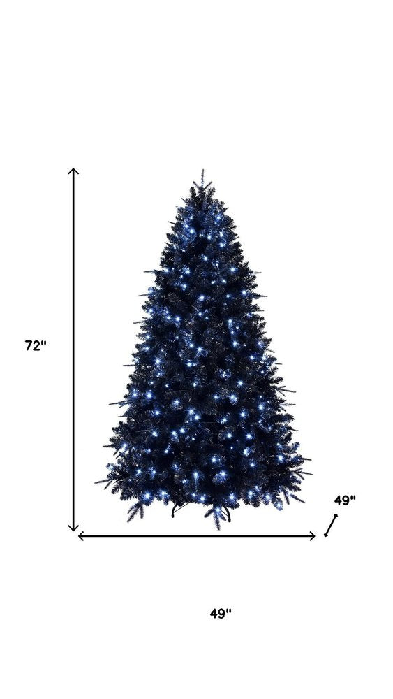 7.5' Black Pre Lit Full Fir Christmas Tree