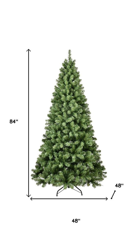 7' White Pre Lit Full Fir Christmas Tree