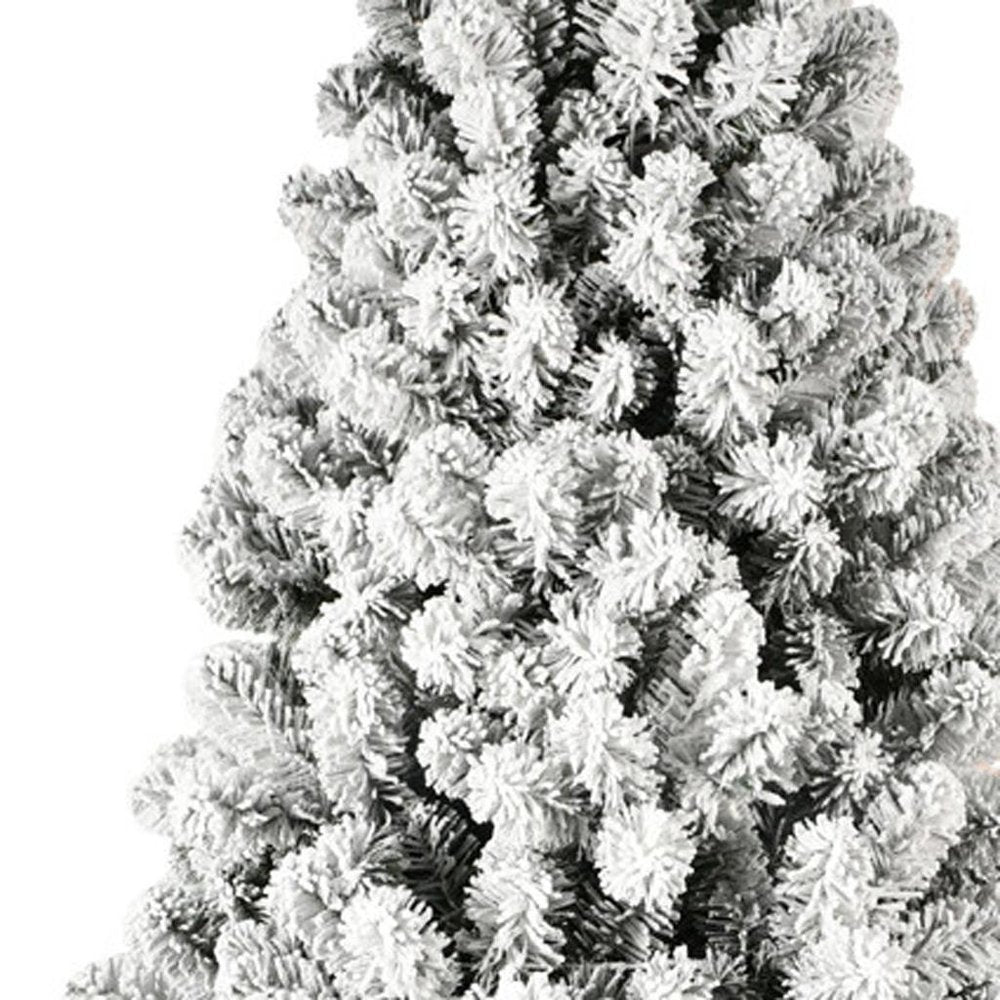 6' White Pre Lit Full Flocked Fir Christmas Tree