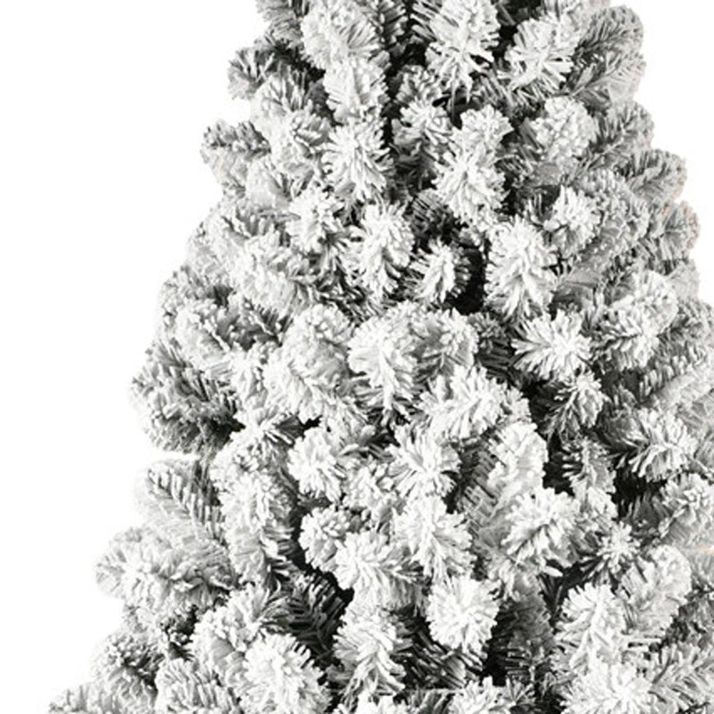 6' White Pre Lit Full Flocked Fir Christmas Tree