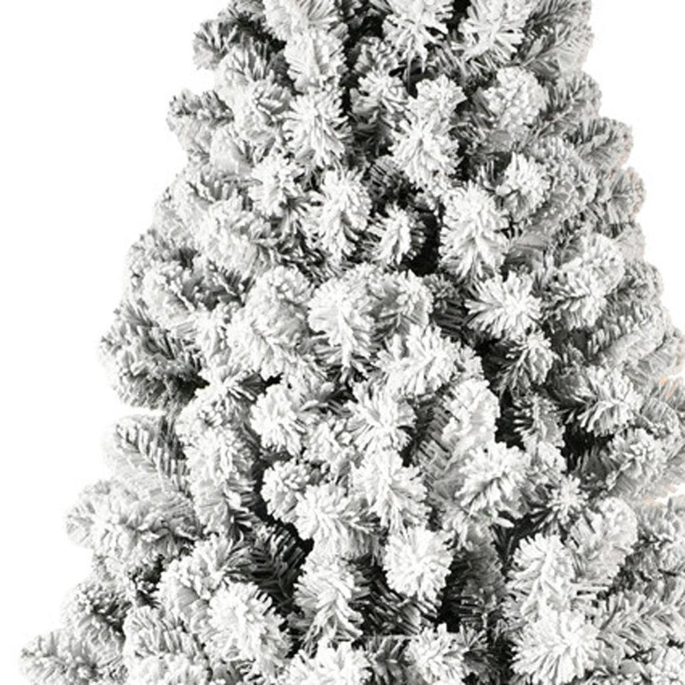 6' White Pre Lit Full Flocked Fir Christmas Tree