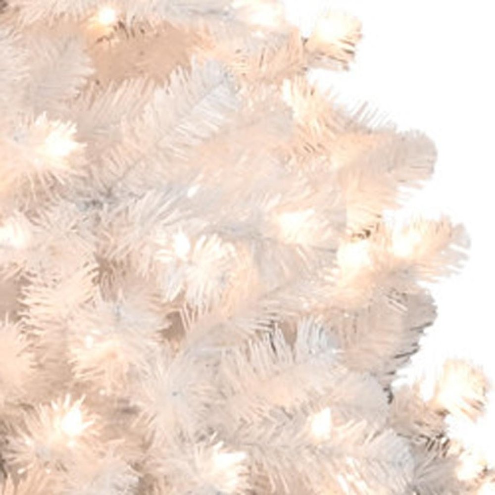 7.5' White Pre Lit Full Flocked Fir Christmas Tree