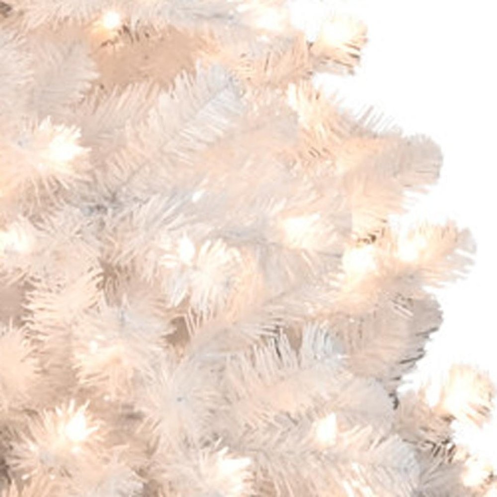 7.5' White Pre Lit Full Flocked Fir Christmas Tree
