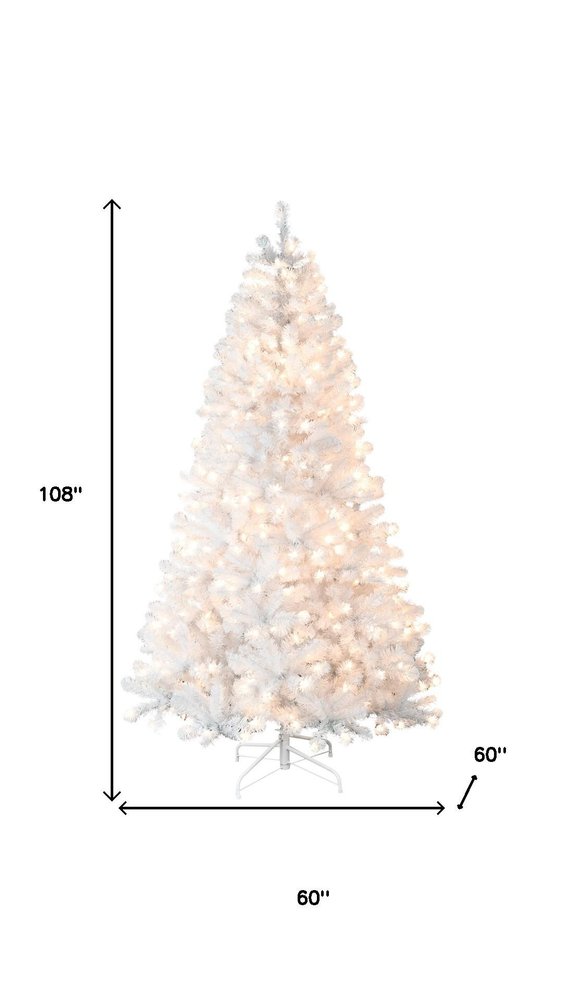 7.5' White Pre Lit Full Flocked Fir Christmas Tree