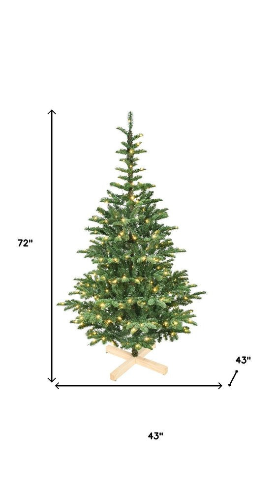 6' White Pre Lit Full Flocked Fir Christmas Tree