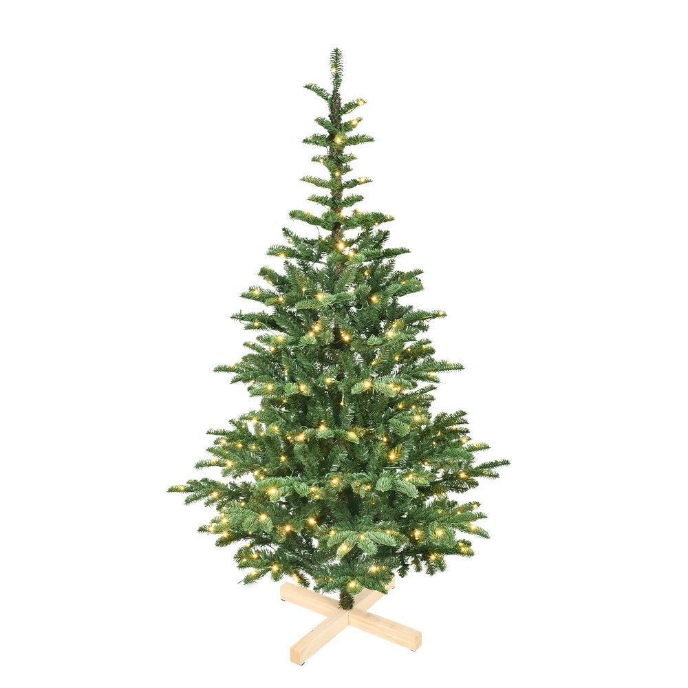 6' White Pre Lit Full Flocked Fir Christmas Tree