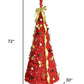6' Red Tinsel Pre Lit Pop Up Christmas Tree With Decorations