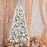 7.5' White Pre Lit Full Flocked Fir Christmas Tree