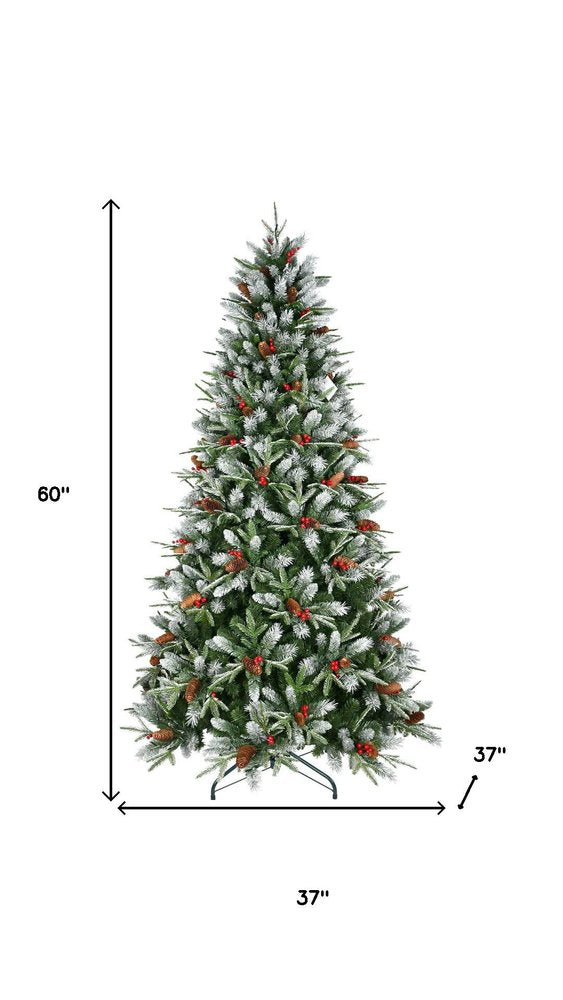 7' Full Frosted Fir Christmas Tree With Decorations