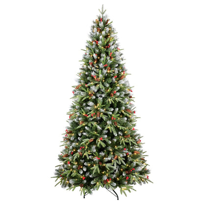 6' Green And White Pre Lit Full Fir Christmas Tree With Decorations