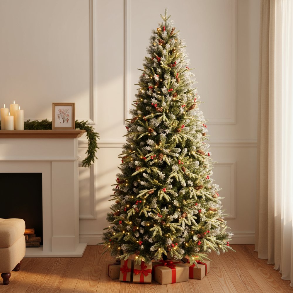9' Pre Lit Full Fir Christmas Tree With Decorations