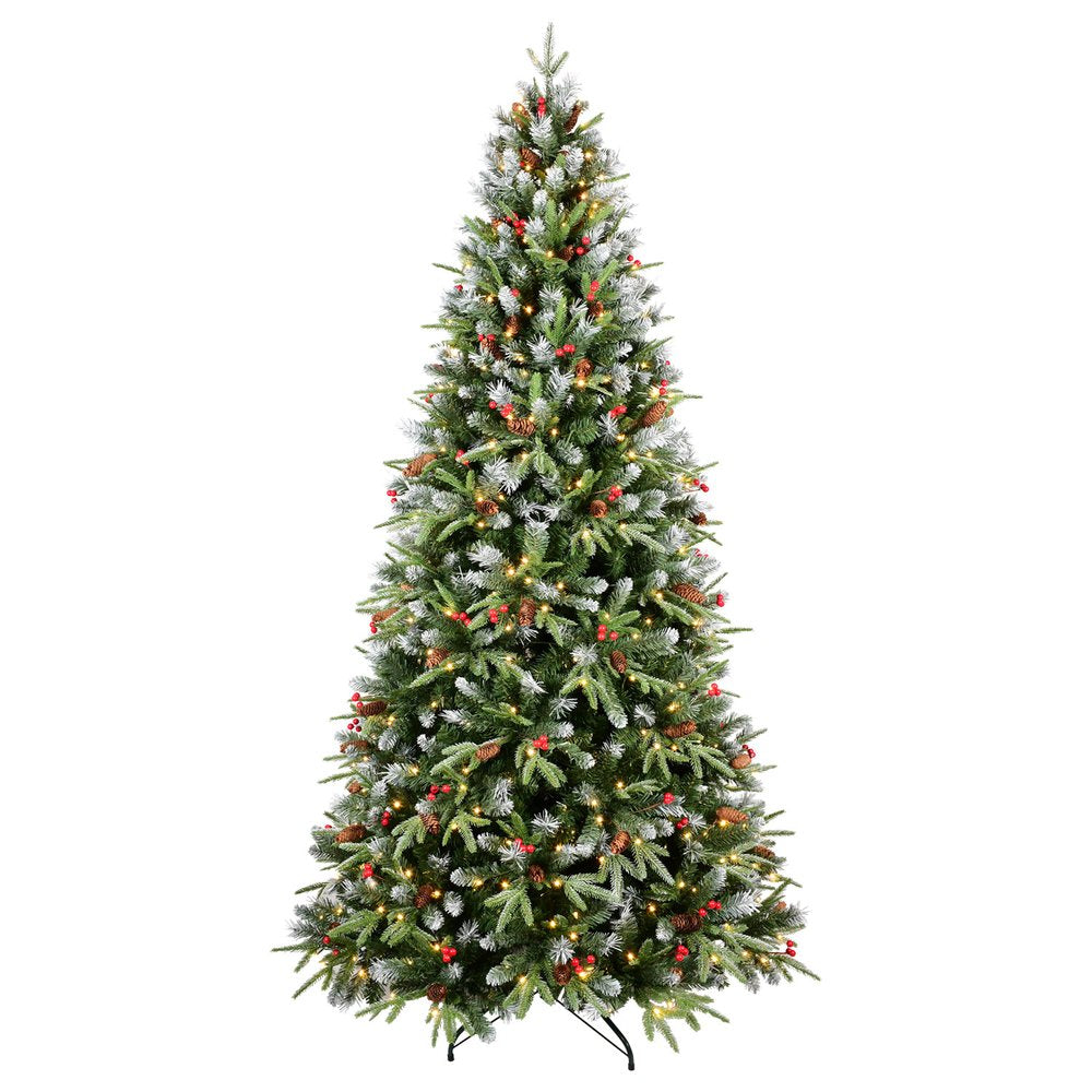 6' Green And White Pre Lit Full Fir Christmas Tree With Decorations
