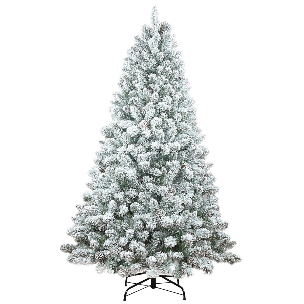4' White Full Flocked Fir Christmas Tree With Decorations