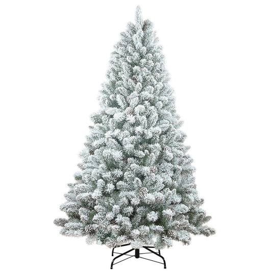6' White Full Flocked Fir Christmas Tree With Decorations