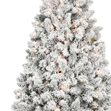 7.5' White Pre Lit Full Flocked Fir Christmas Tree