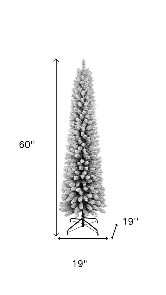 5' White Slender Flocked Fir Christmas Tree