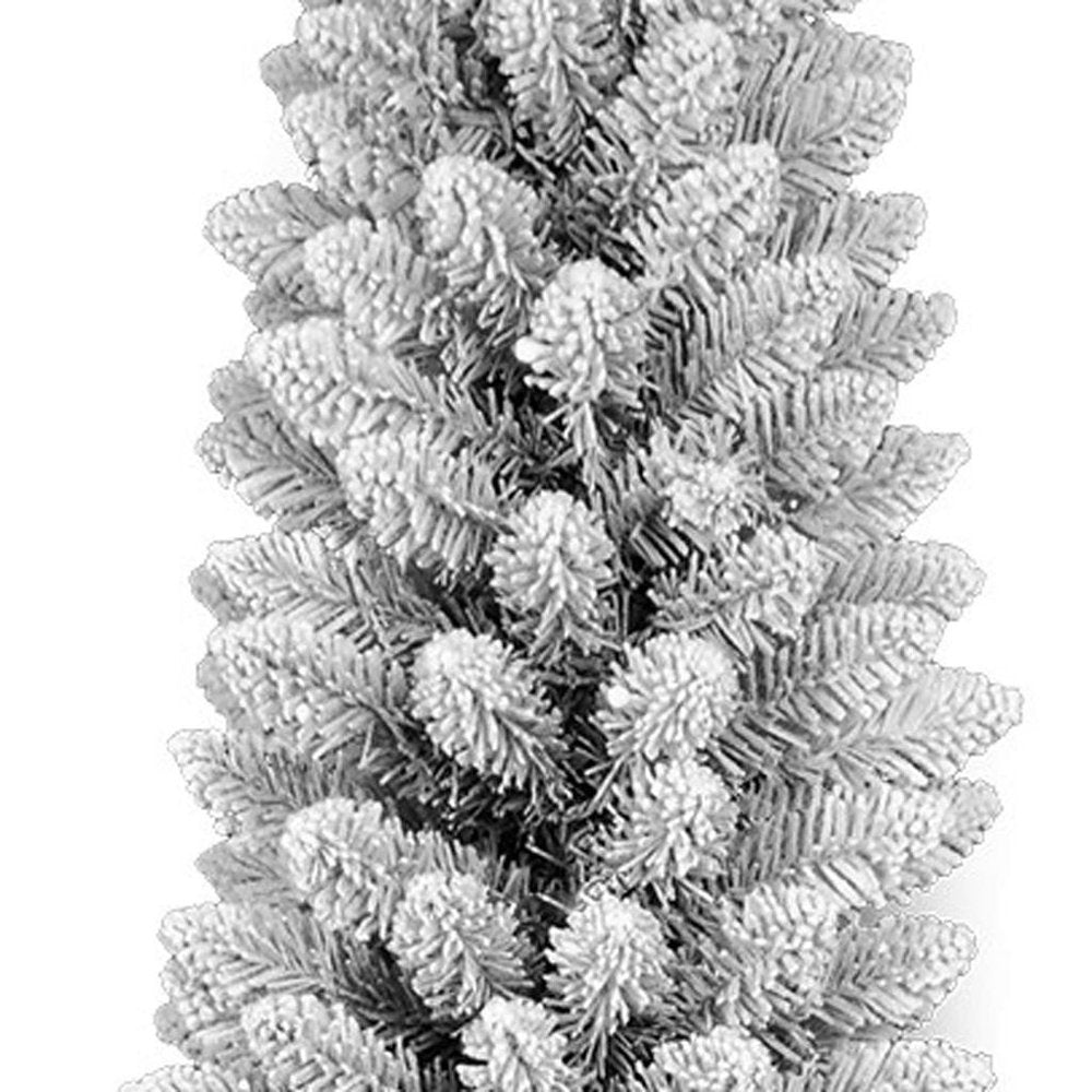 5' White Slender Flocked Fir Christmas Tree