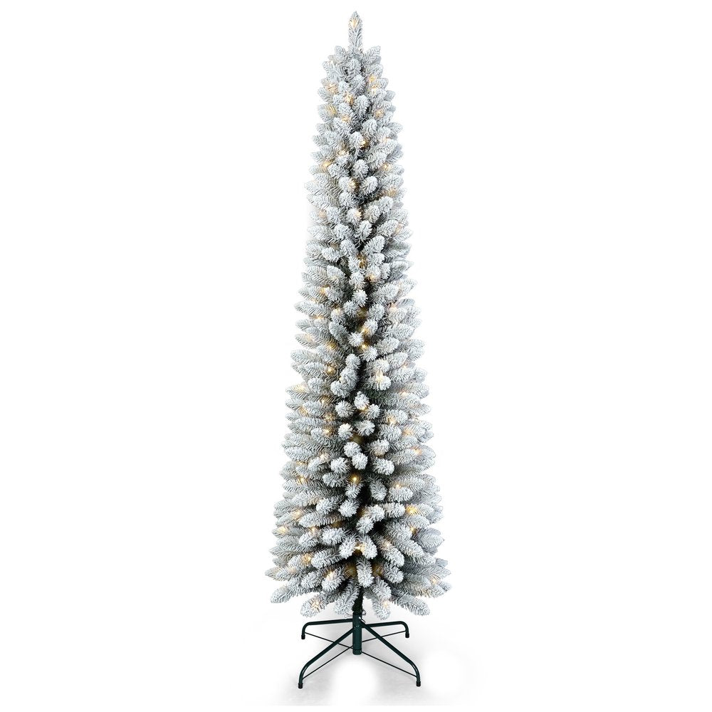 5' White Slender Flocked Fir Christmas Tree