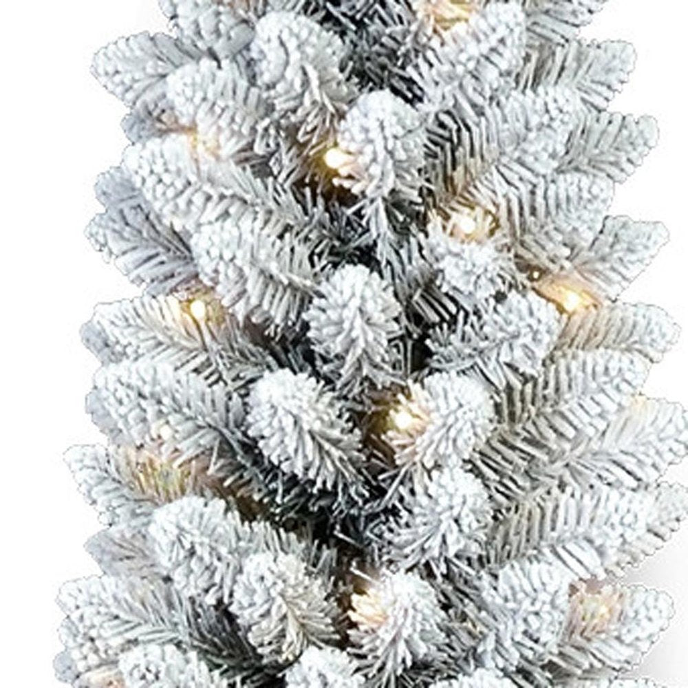 5' White Slender Flocked Fir Christmas Tree