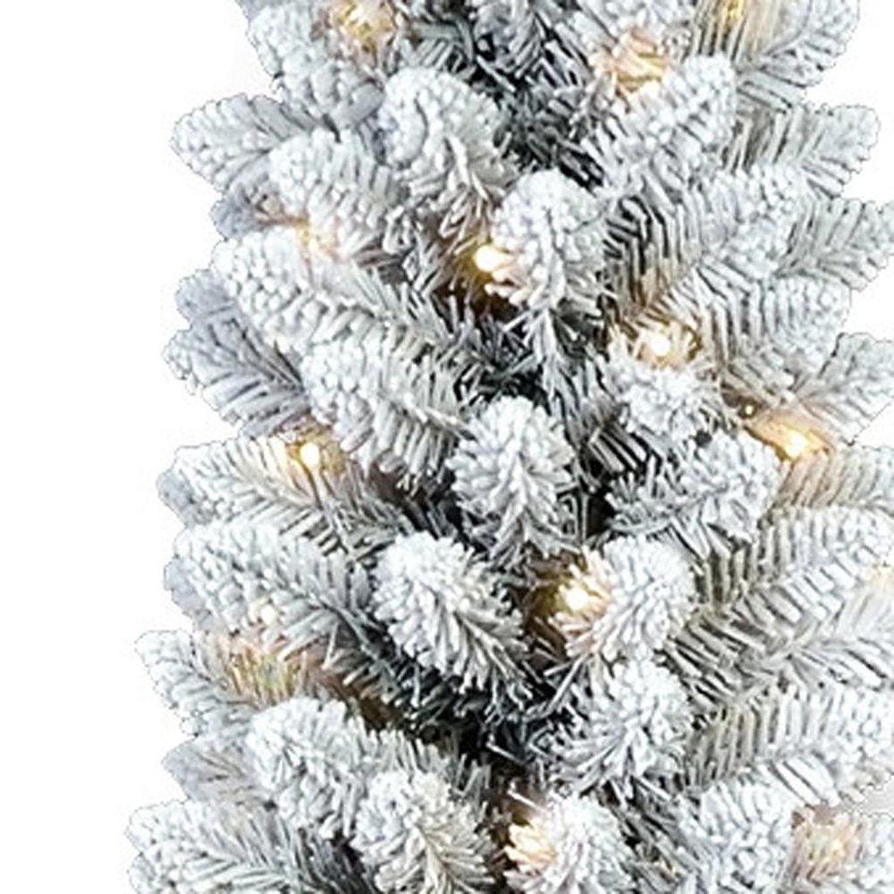 5' White Slender Flocked Fir Christmas Tree