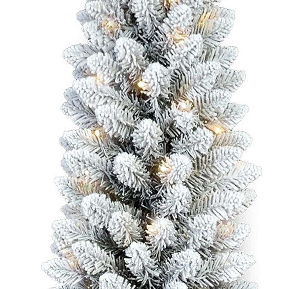 5' White Slender Flocked Fir Christmas Tree