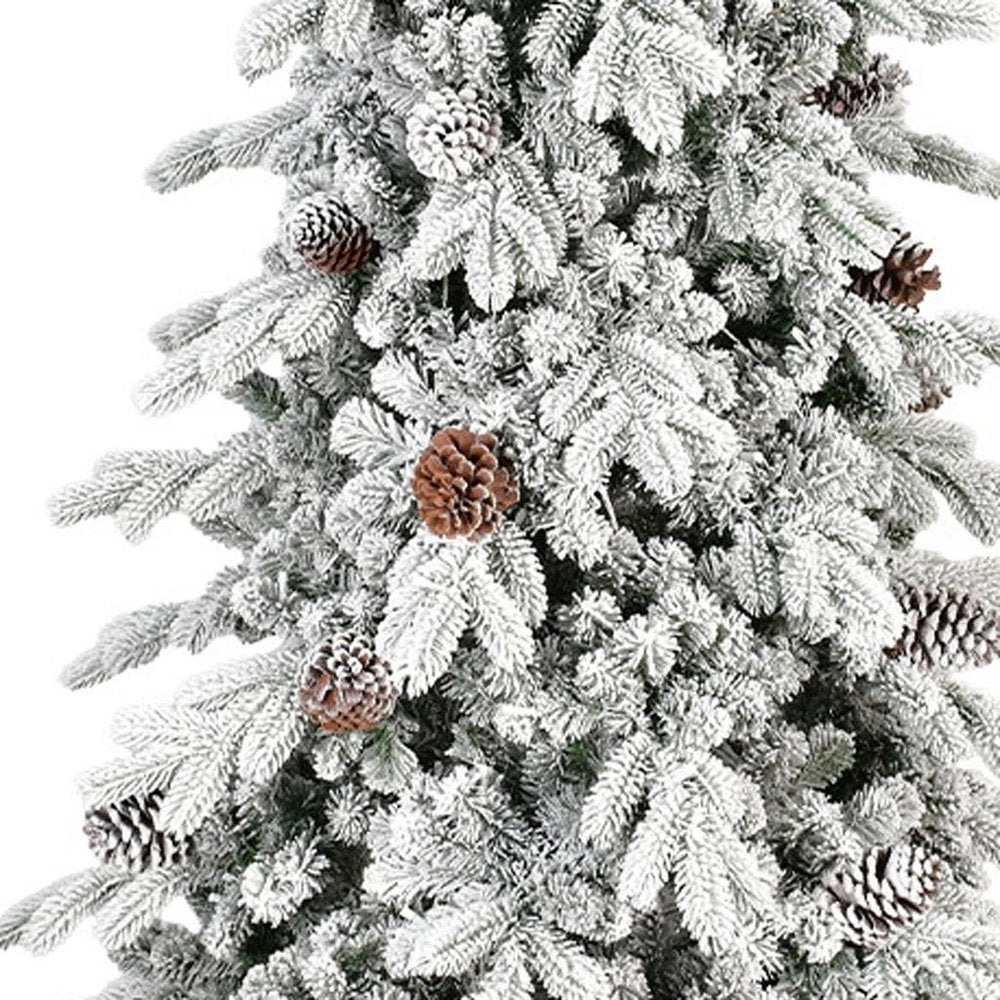 9' White Full Flocked Fir Christmas Tree With Decorations