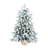 3' Flocked Fir Christmas Tree With Burlap Base And Decorations