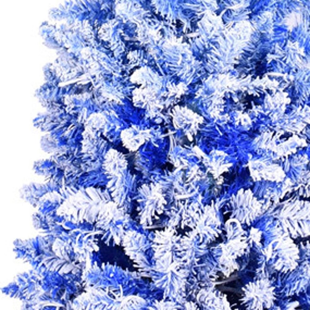 6' Blue And White Pre Lit Slender Flocked Christmas Tree