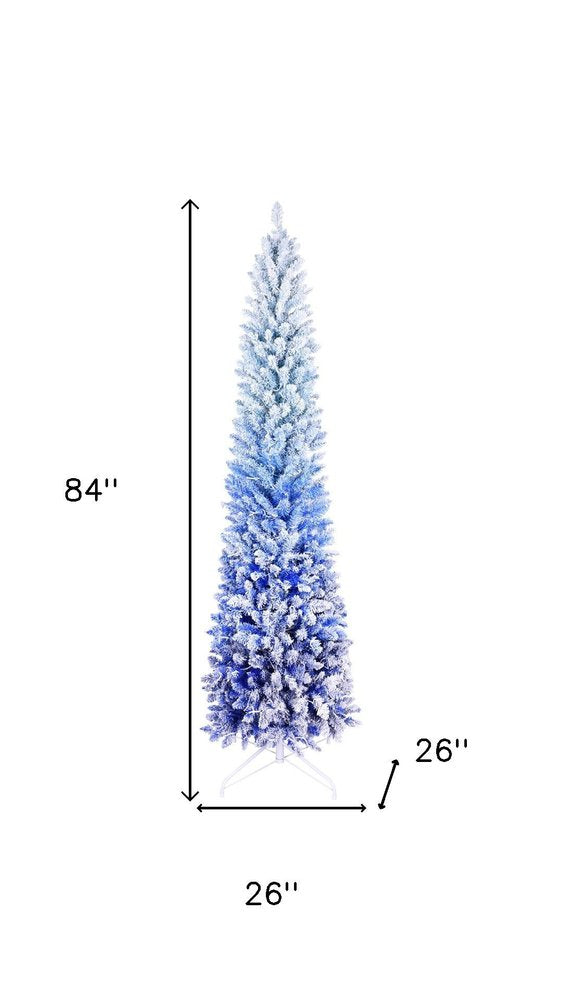 6' Blue And White Pre Lit Slender Flocked Christmas Tree