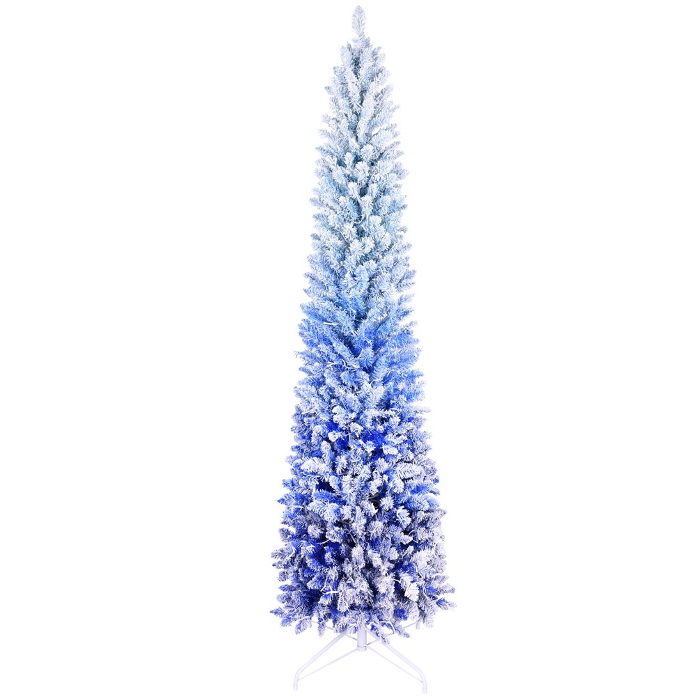 6' Blue And White Pre Lit Slender Flocked Christmas Tree