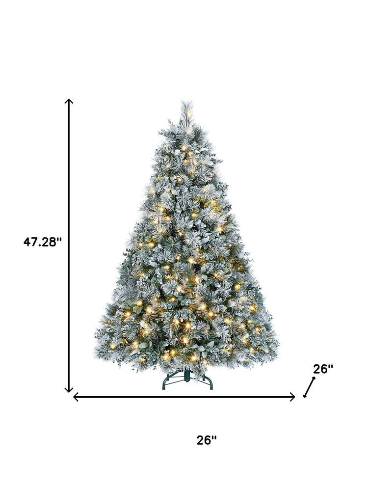 4' Pre Lit Full Flocked Fir Christmas Tree