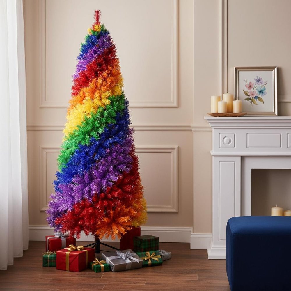 6' Rainbow Spiral Fir Christmas Tree