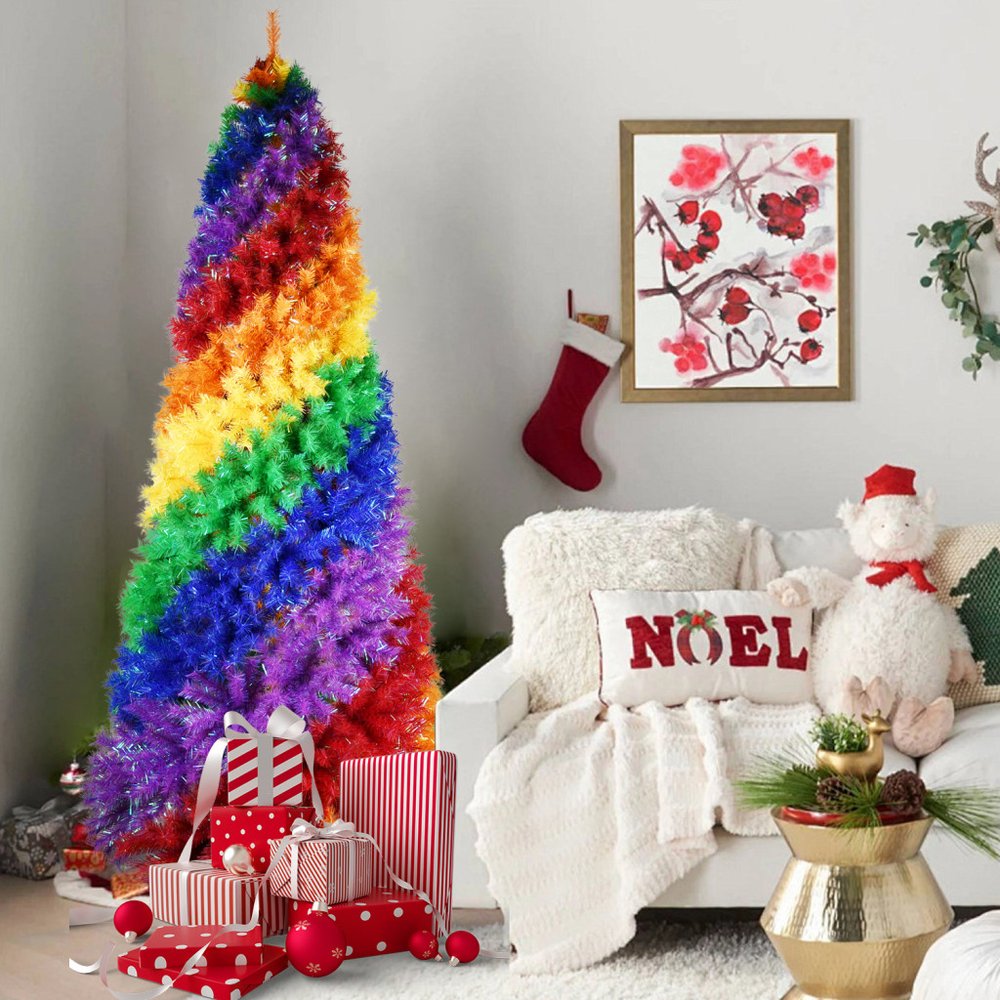 6' Rainbow Spiral Fir Christmas Tree