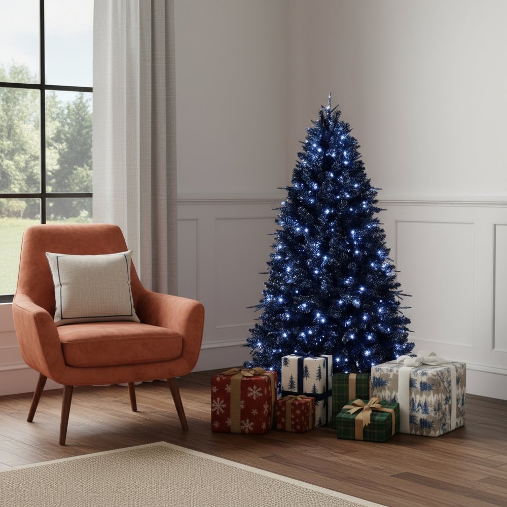 5' Black Pre Lit Full Spruce Christmas Tree