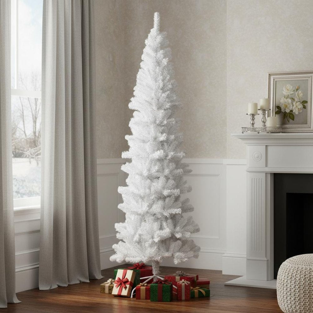 7.5' White Full Frosted Spruce Christmas Tree