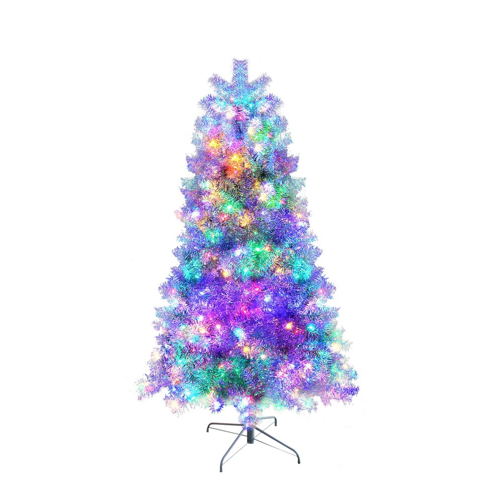 6' Silver Pre Lit Full Tinsel Christmas Tree