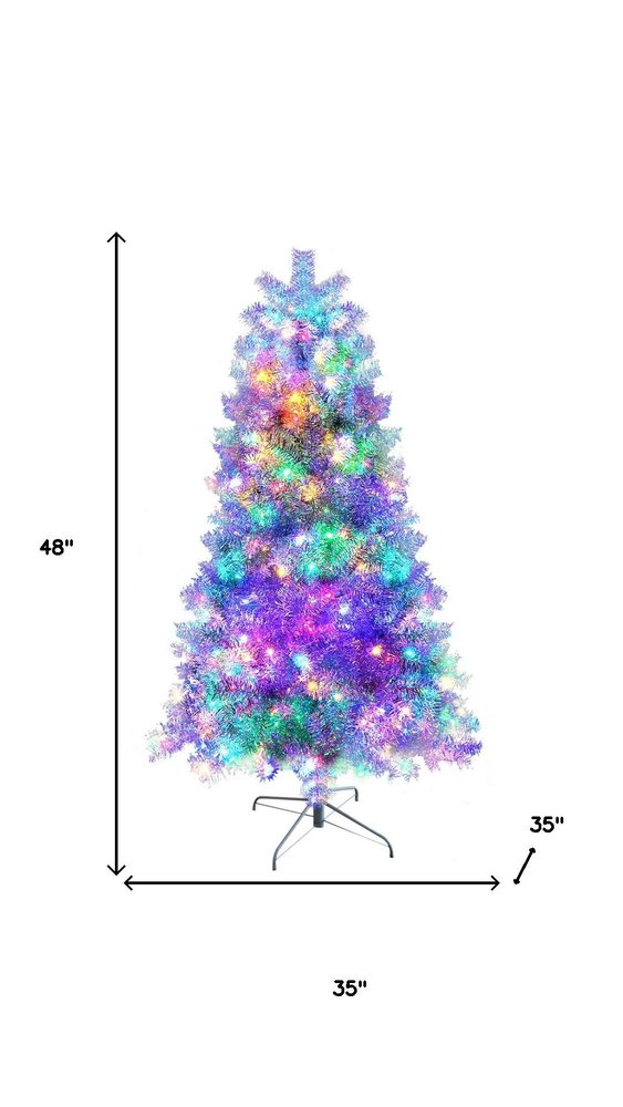 6' Silver Pre Lit Full Tinsel Christmas Tree