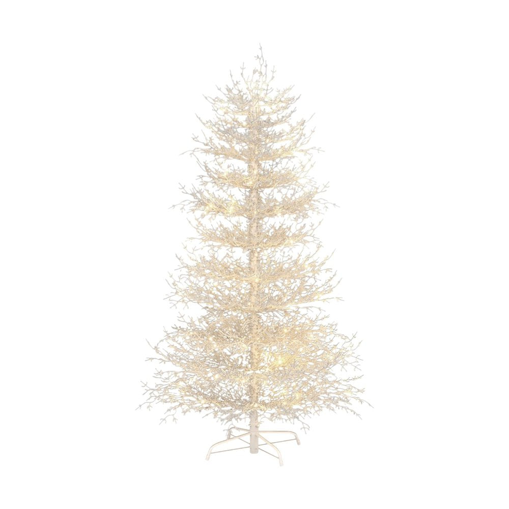 6' White Pre Lit Full Frosted Spruce Christmas Tree