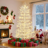 6' White Pre Lit Full Frosted Spruce Christmas Tree